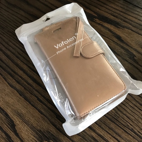 7 Plus iPhone 2 in 1 Wallet Case Rose Gold Vofolen - Picture 8 of 8
